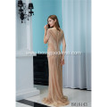 Latest design prom gown sequined v neck high split long evening prom party dresses with back drop towel